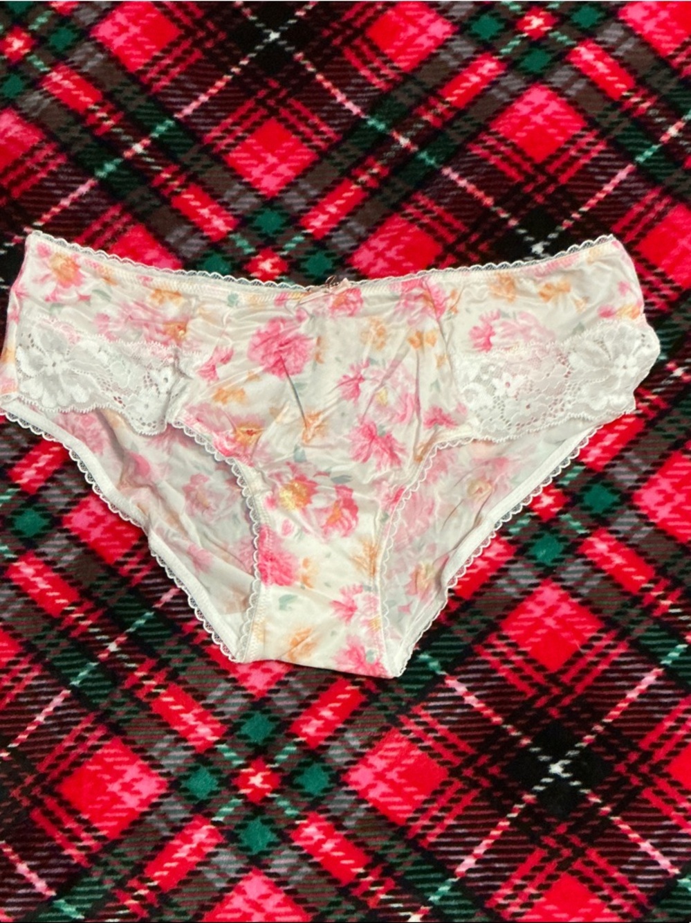Victoria's Secret Floral Lace Bikini Panty - White, Pink, Orange